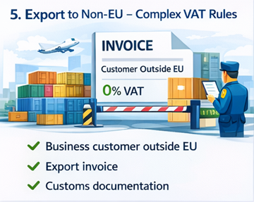 Exporttransport dat de Europese Unie verlaat met douaneaangifte en verzenddocumentatie